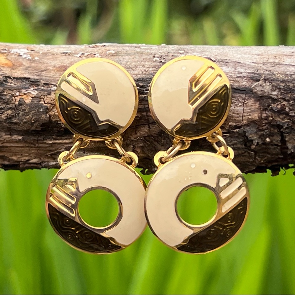 Vintage Edgar Berebi Enamel Dangle Earrings